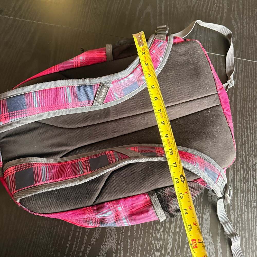 Columbia Beacon Daypack Backpack Pink Plaid Check School Hiking - Picture 9 of 9